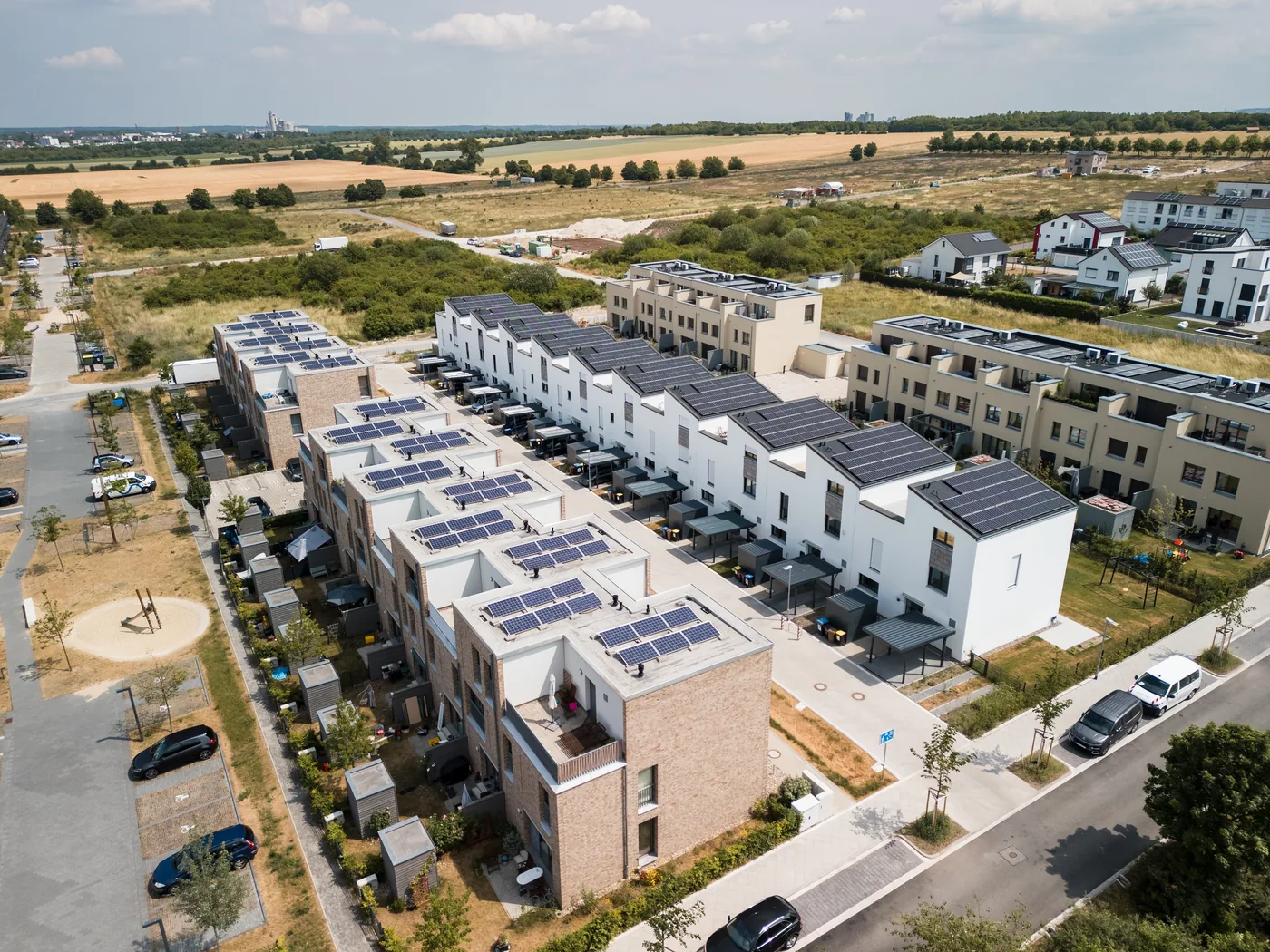 Vista aerea parco eolico nel comune