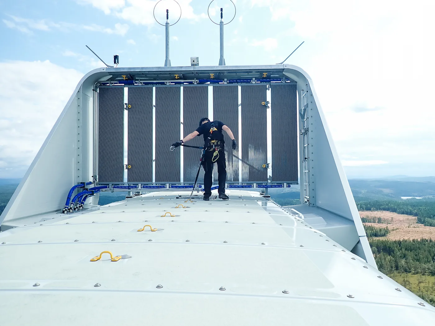Condition inspection of wind turbine on site